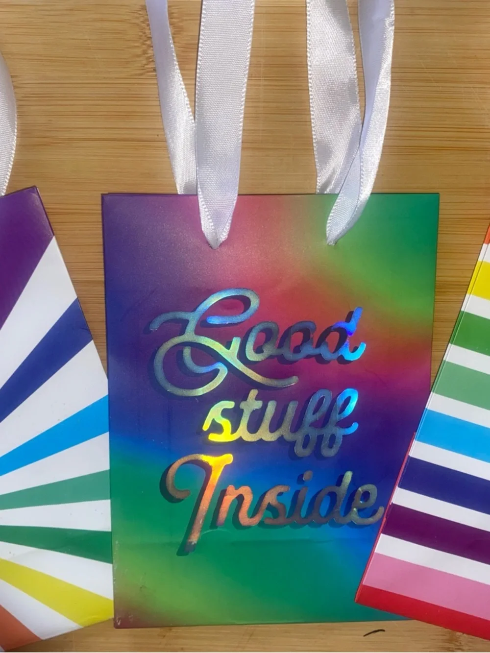 Rainbow Stripe Gift Bags - Multicolor Party Favor Bags